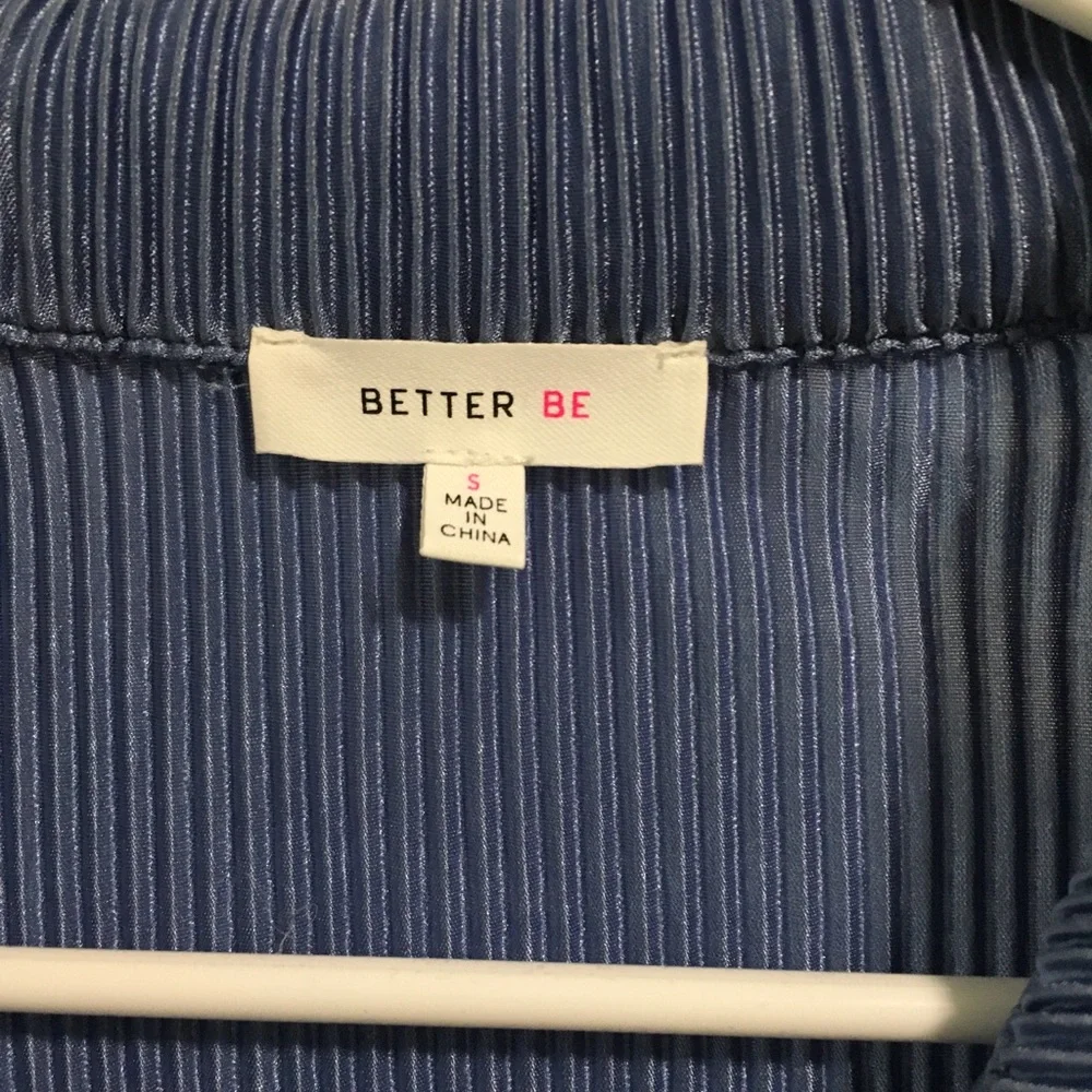 Better Be Blue Ribbed Button Down Crop - Picture 3 of 3